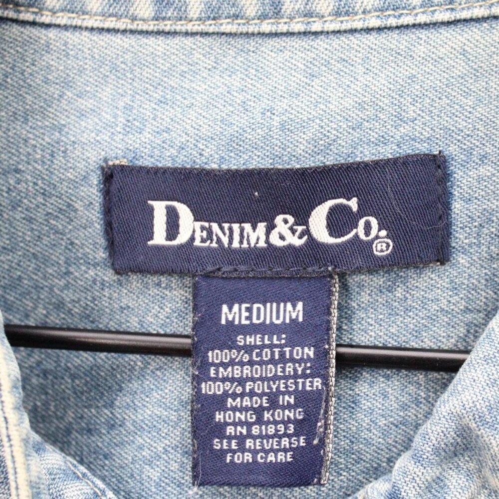 Denim & Co Vintage Y2K Denim Floral Embroidered Utility Jean Jacket Size Medium - Picture 4 of 4